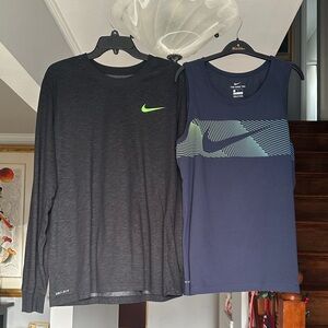 Nike Bundle consisting of Black Dri-FIT Long Sleeve and Navy Tank Top Sz L